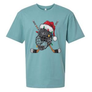 Christmas Ice Hockey Helmet Santa Xmas Sueded Cloud Jersey T-Shirt