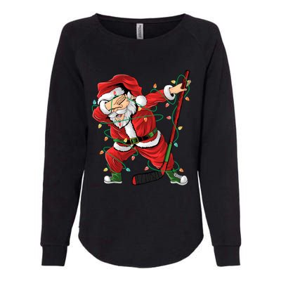 Christmas Ice Hockey Dabbing Santa Lights Xmas Hockey Player Gift Womens California Wash Sweatshirt