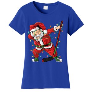 Christmas Ice Hockey Dabbing Santa Lights Xmas Hockey Player Gift Women's T-Shirt