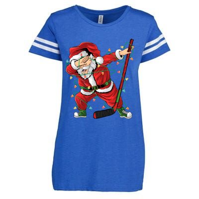 Christmas Ice Hockey Dabbing Santa Lights Xmas Hockey Player Gift Enza Ladies Jersey Football T-Shirt