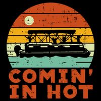 Comin In Hot Boat Pontoon Sunset Retro Captain Long Sleeve Shirt