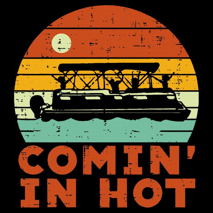 Comin In Hot Boat Pontoon Sunset Retro Captain Long Sleeve Shirt