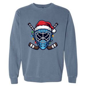 Christmas Ice Hockey Player Santa Funny Gift Xmas Gift Garment-Dyed Sweatshirt