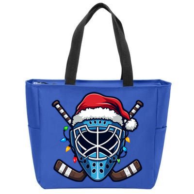 Christmas Ice Hockey Player Santa Funny Gift Xmas Gift Zip Tote Bag