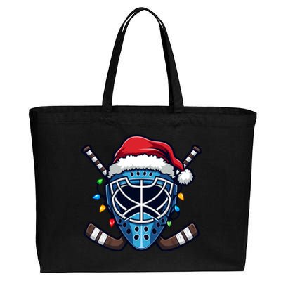 Christmas Ice Hockey Player Santa Funny Gift Xmas Gift Cotton Canvas Jumbo Tote