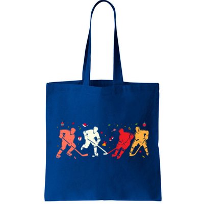 Christmas Ice Hockey Players Santa Hat Holiday Funny Gift Tote Bag