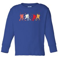 Christmas Ice Hockey Players Santa Hat Holiday Funny Gift Toddler Long Sleeve Shirt