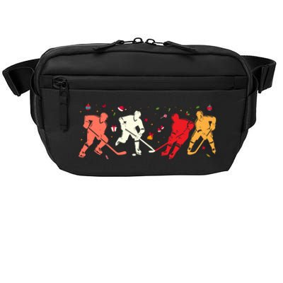 Christmas Ice Hockey Players Santa Hat Holiday Funny Gift Crossbody Pack