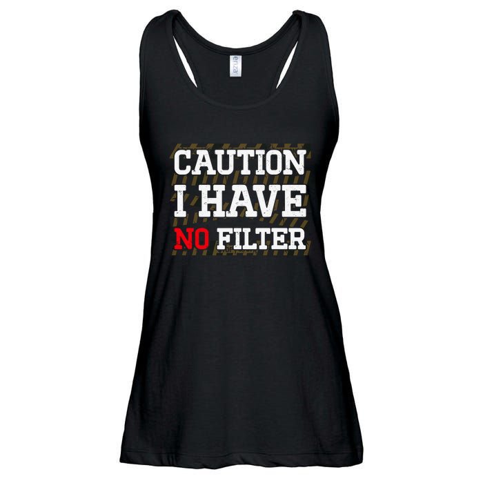 Caution I Have No Filter Funny Sarcastic Humor Saying Ladies Essential Flowy Tank