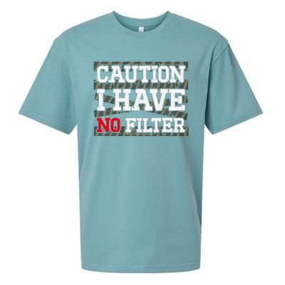 Caution I Have No Filter Funny Sarcastic Humor Saying Sueded Cloud Jersey T-Shirt