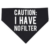 Caution I Have No Filter Funny Sarcastic Joke USA-Made Doggie Bandana