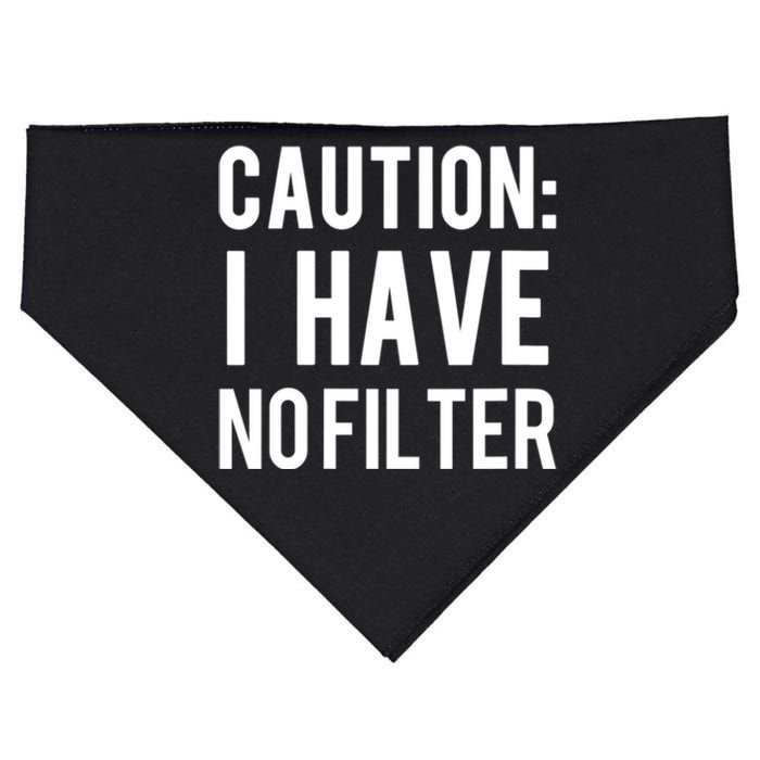 Caution I Have No Filter Funny Sarcastic Joke USA-Made Doggie Bandana