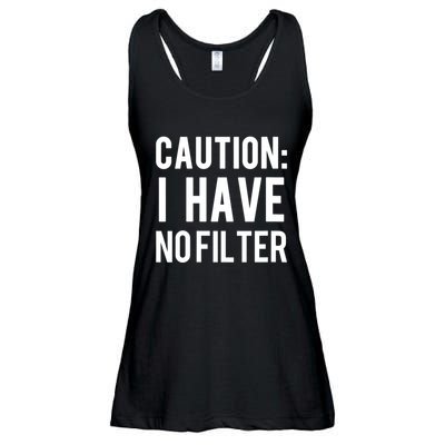 Caution I Have No Filter Funny Sarcastic Joke Ladies Essential Flowy Tank