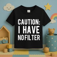 Caution I Have No Filter Funny Sarcastic Joke Toddler T-Shirt