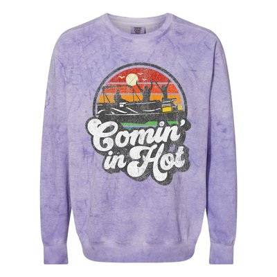 Comin In Hot Pontoon Boat Funny Boating Lake Pontooning Gift Colorblast Crewneck Sweatshirt