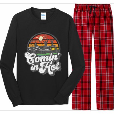 Comin In Hot Pontoon Boat Funny Boating Lake Pontooning Gift Long Sleeve Pajama Set