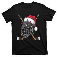 Christmas Ice Hockey Helmet Santa Xmas T-Shirt