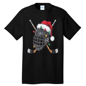 Christmas Ice Hockey Helmet Santa Xmas Tall T-Shirt