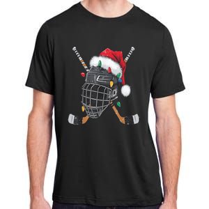 Christmas Ice Hockey Helmet Santa Xmas Adult ChromaSoft Performance T-Shirt