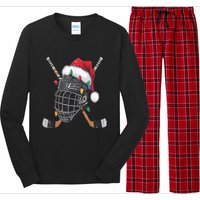 Christmas Ice Hockey Helmet Santa Xmas Long Sleeve Pajama Set