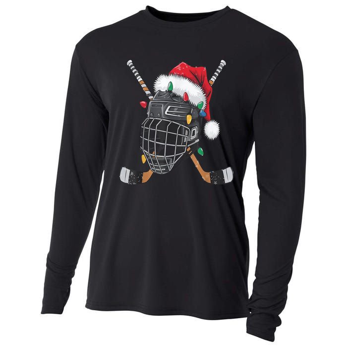 Christmas Ice Hockey Helmet Santa Xmas Cooling Performance Long Sleeve Crew