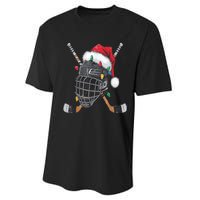 Christmas Ice Hockey Helmet Santa Xmas Performance Sprint T-Shirt