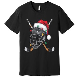 Christmas Ice Hockey Helmet Santa Xmas Premium T-Shirt