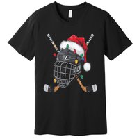 Christmas Ice Hockey Helmet Santa Xmas Premium T-Shirt