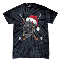 Christmas Ice Hockey Helmet Santa Xmas Tie-Dye T-Shirt