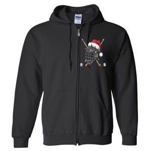 Christmas Ice Hockey Helmet Santa Xmas Full Zip Hoodie