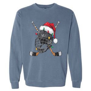 Christmas Ice Hockey Helmet Santa Xmas Garment-Dyed Sweatshirt