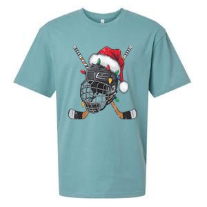 Christmas Ice Hockey Helmet Santa Xmas Sueded Cloud Jersey T-Shirt