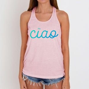 Ciao Italian Hello Goodbye Visit Italy Trip Europe Vacation Cute Gift Women's Knotted Racerback Tank