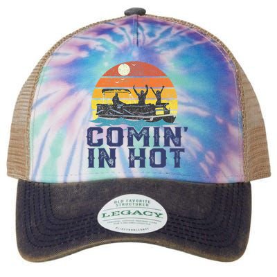 Comin In Hot Pontoon Boat Funny Boating Lake Legacy Tie Dye Trucker Hat