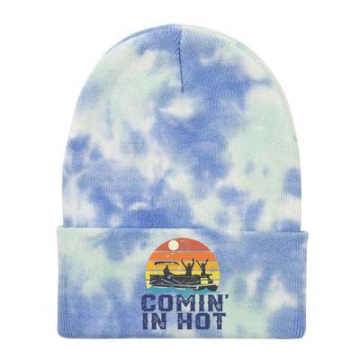 Comin In Hot Pontoon Boat Funny Boating Lake Tie Dye 12in Knit Beanie