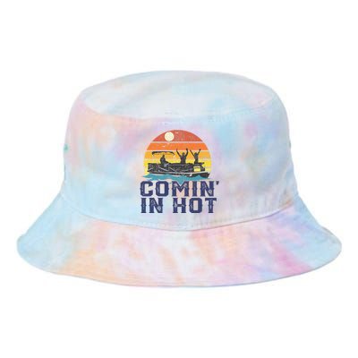 Comin In Hot Pontoon Boat Funny Boating Lake Tie Dye Newport Bucket Hat