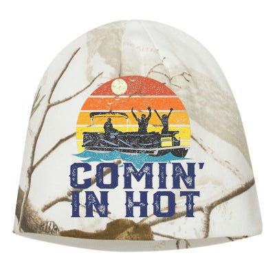 Comin In Hot Pontoon Boat Funny Boating Lake Kati - Camo Knit Beanie