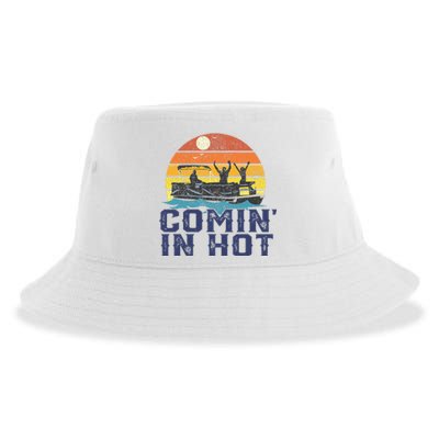 Comin In Hot Pontoon Boat Funny Boating Lake Sustainable Bucket Hat