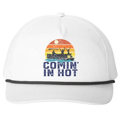 Comin In Hot Pontoon Boat Funny Boating Lake Snapback Five-Panel Rope Hat