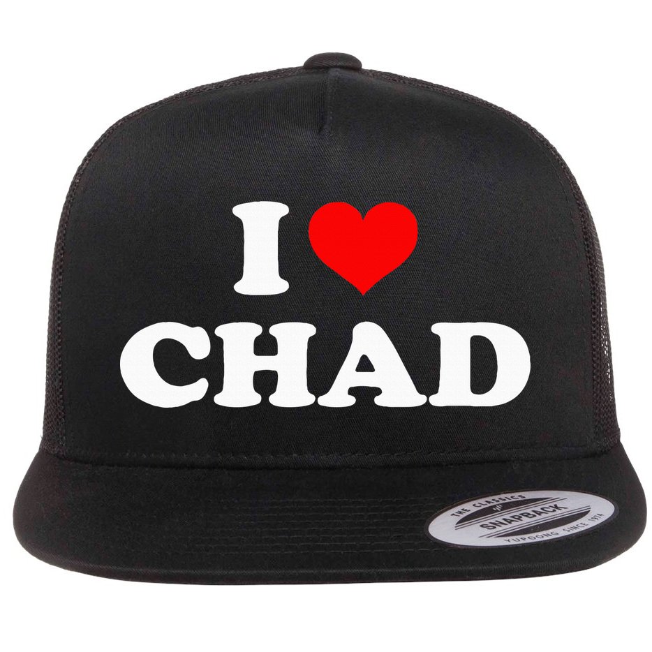Chad I Heart Chad I Love Chad Flat Bill Trucker Hat