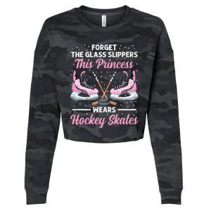 Cool Ice Hockey Design For Girl Mom Wo Ice Hockey Player Cropped Pullover Crew