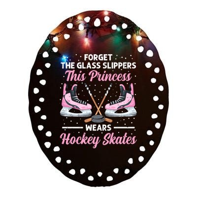 Cool Ice Hockey Design For Girl Mom Wo Ice Hockey Player Ceramic Oval Ornament