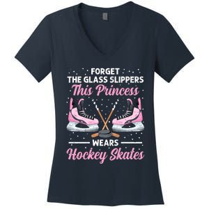 Cool Ice Hockey Design For Girl Mom Wo Ice Hockey Player Women's V-Neck T-Shirt