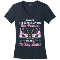 Cool Ice Hockey Design For Girl Mom Wo Ice Hockey Player Women's V-Neck T-Shirt