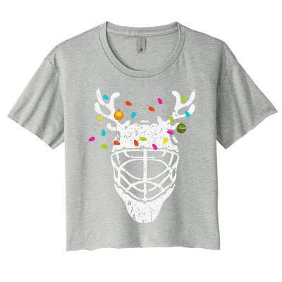 Christmas Ice Hockey Reindeer Xmas Hockey Women's Crop Top Tee