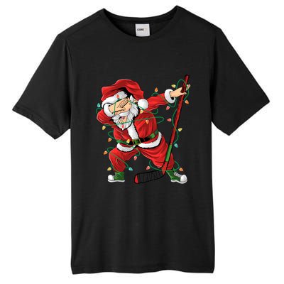 Christmas Ice Hockey Dabbing Santa Lights Xmas Hockey Player Gift Tall Fusion ChromaSoft Performance T-Shirt