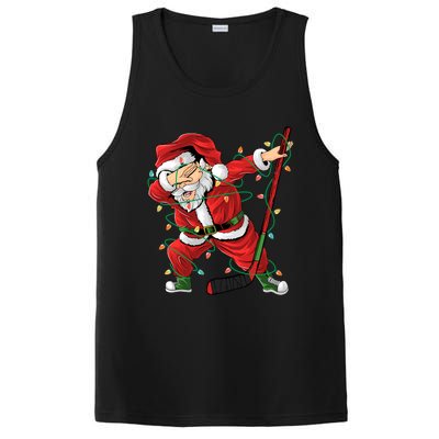 Christmas Ice Hockey Dabbing Santa Lights Xmas Hockey Player Gift PosiCharge Competitor Tank