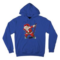 Christmas Ice Hockey Dabbing Santa Lights Xmas Hockey Player Gift Hoodie