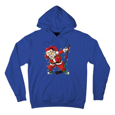 Christmas Ice Hockey Dabbing Santa Lights Xmas Hockey Player Gift Hoodie