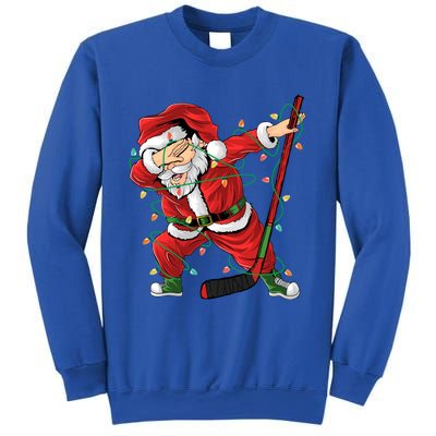 Christmas Ice Hockey Dabbing Santa Lights Xmas Hockey Player Gift Sweatshirt